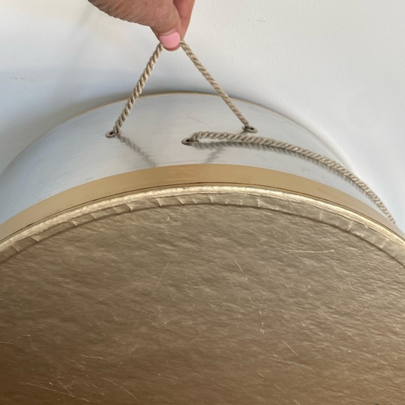 Vintage Nordstrom Silver and Gold Hatbox with Rope Handle - Picture 7 of 13